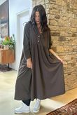Made in Italy Donegal Cotton Jersey Smock Dress Chocolate